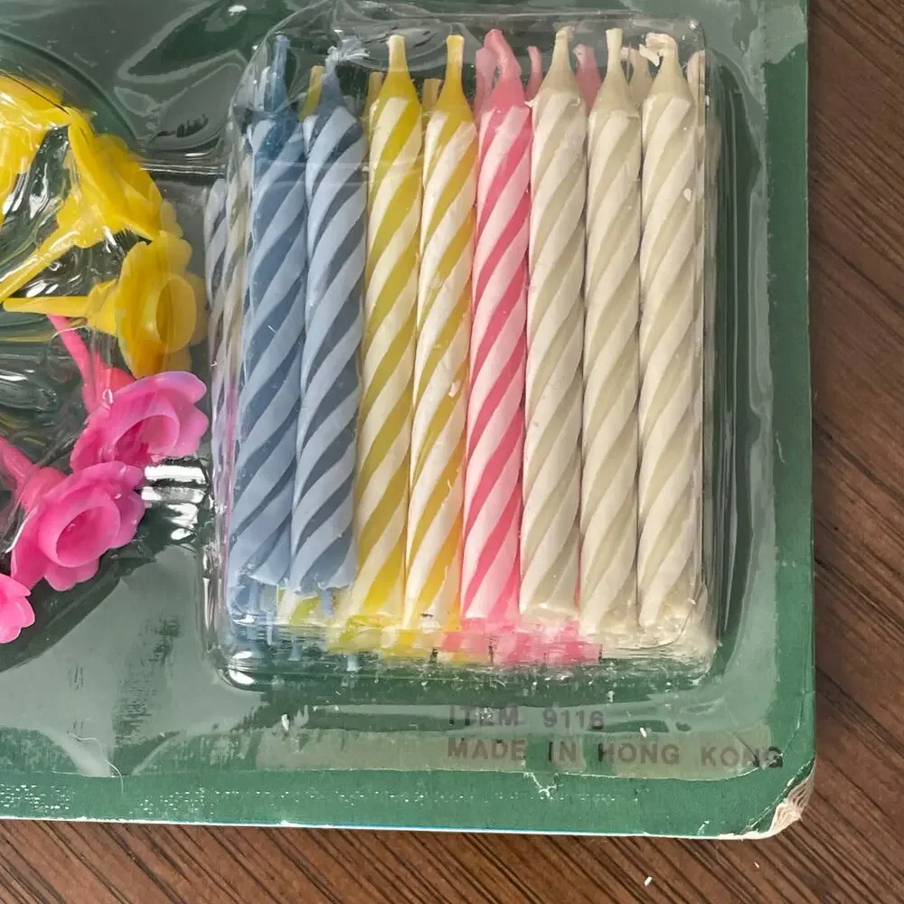 Vintage Birthday Candles & Holders Party Supplies Prop Hong Kong NOS Farrah